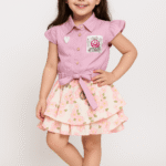 Girls Floral Layered Skirt & Top Set