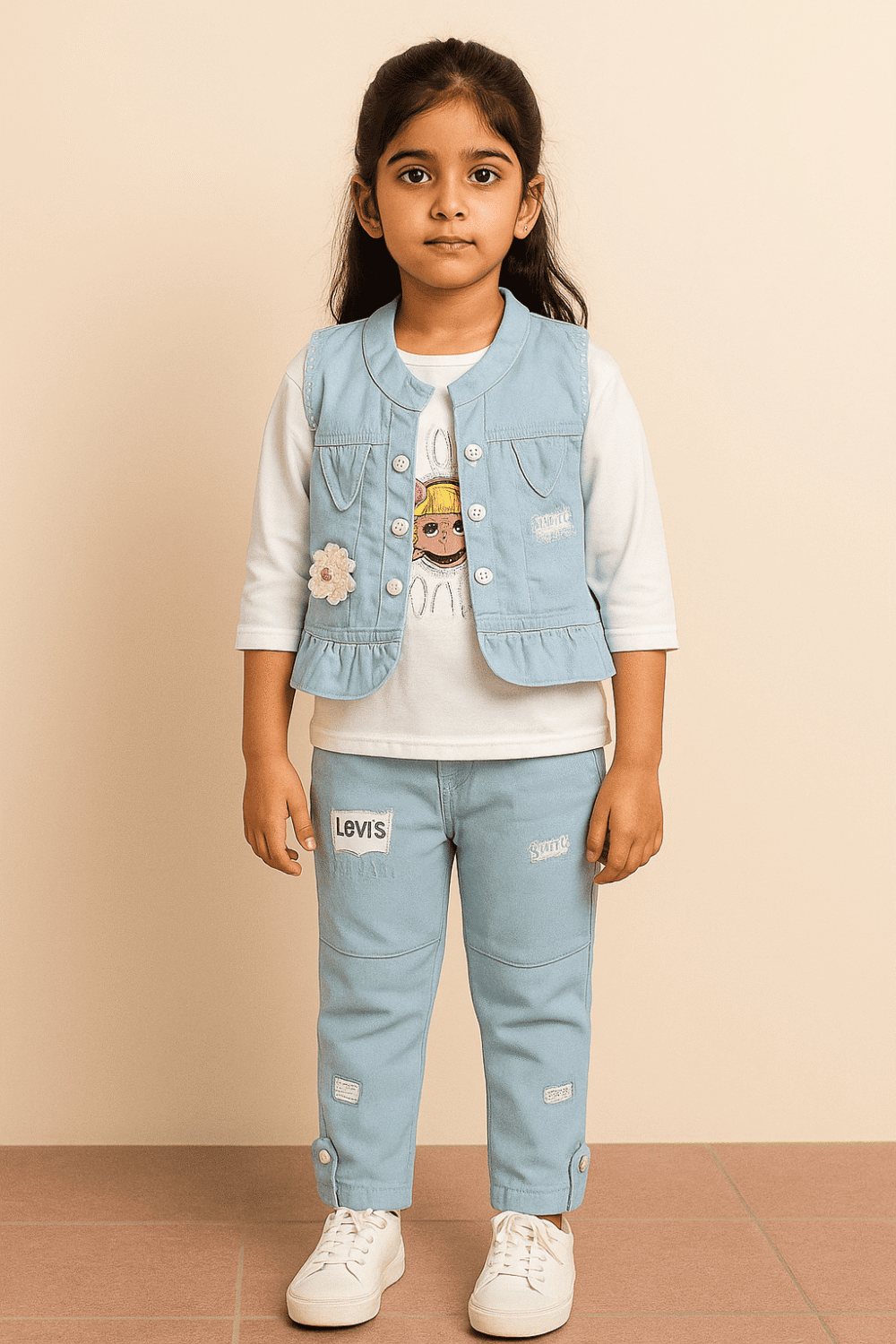Denim Style Three-Piece Set