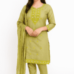 Olive Green Embroidered Kurta Set for Women
