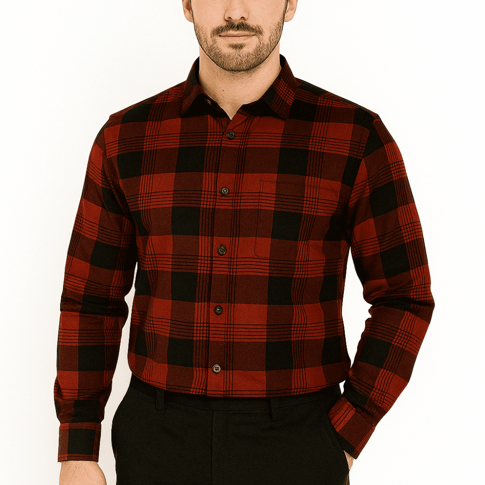 Men’s Red & Black Bold Checkered Shirt